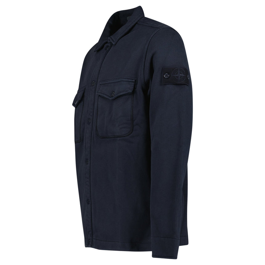 Stone Island Heavy Organic Cotton Fleece S.I. Ghost Collared Sweatshirt in Navy - Boinclo - Outlet Sale Under Retail