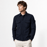 Stone Island Heavy Organic Cotton Fleece S.I. Ghost Collared Sweatshirt in Navy - Boinclo - Outlet Sale Under Retail
