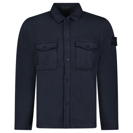 Stone Island Heavy Organic Cotton Fleece S.I. Ghost Collared Sweatshirt in Navy - Boinclo - Outlet Sale Under Retail