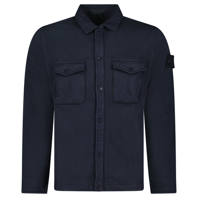 Stone Island Heavy Organic Cotton Fleece S.I. Ghost Collared Sweatshirt in Navy - Boinclo - Outlet Sale Under Retail