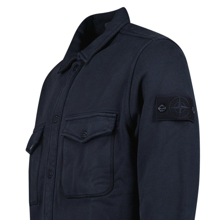 Stone Island Heavy Organic Cotton Fleece S.I. Ghost Collared Sweatshirt in Navy - Boinclo - Outlet Sale Under Retail