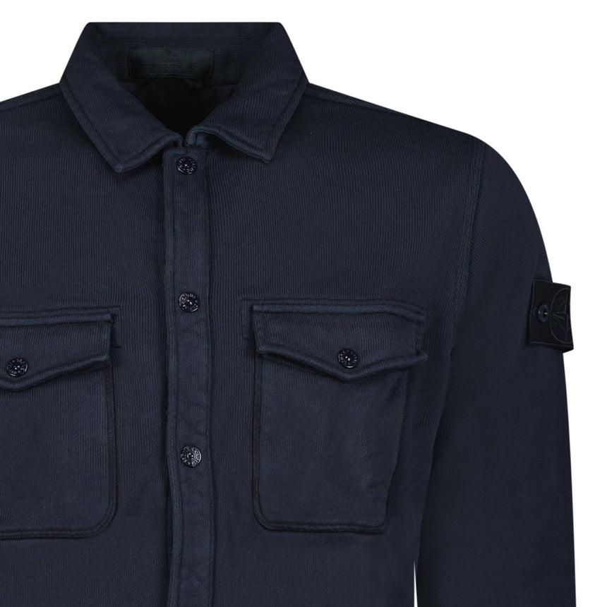 Stone Island Heavy Organic Cotton Fleece S.I. Ghost Collared Sweatshirt in Navy - Boinclo - Outlet Sale Under Retail