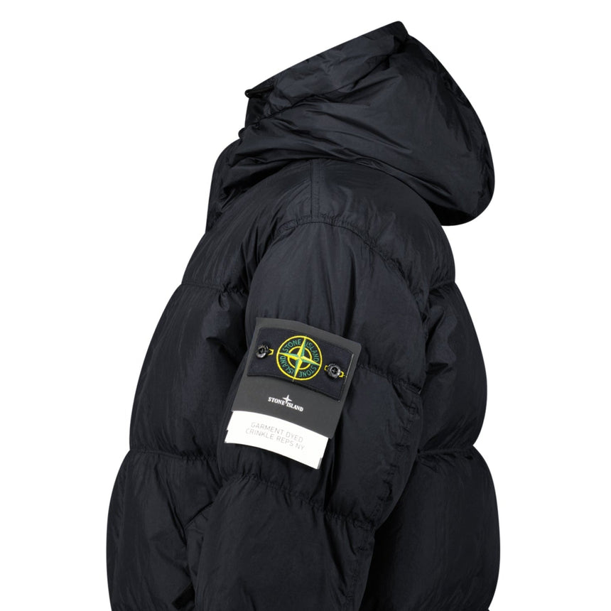Stone Island Hooded Down Crinkle Reps NY Jacket in Black - Boinclo - Outlet Sale Under Retail