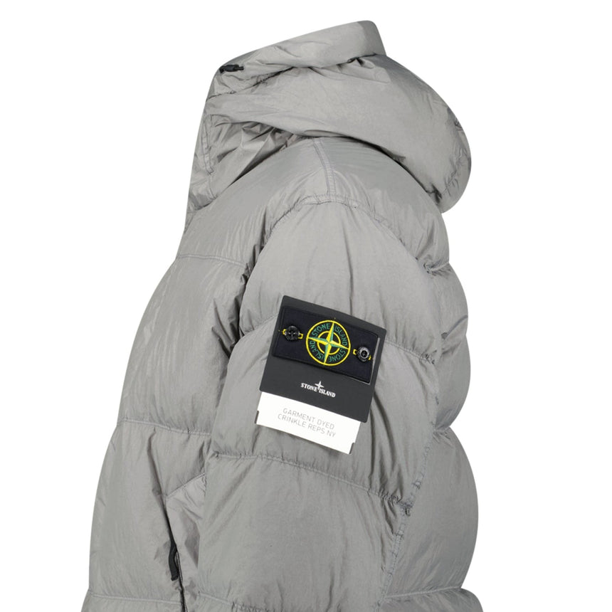 Stone Island Hooded Down Crinkle Reps NY Jacket in Cement - Boinclo - Outlet Sale Under Retail