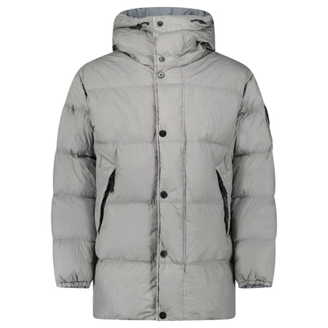 Stone Island Hooded Down Crinkle Reps NY Jacket in Cement - Boinclo - Outlet Sale Under Retail