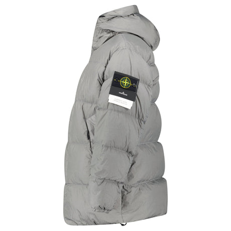 Stone Island Hooded Down Crinkle Reps NY Jacket in Cement - Boinclo - Outlet Sale Under Retail