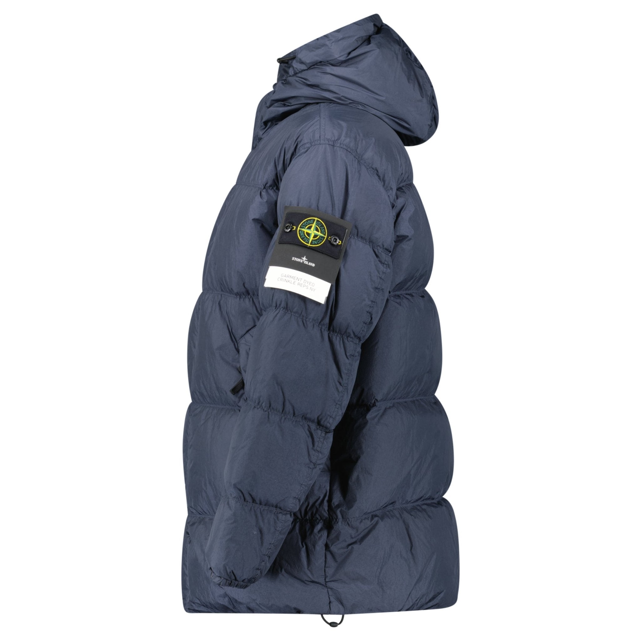 Stone Island Hooded Down Crinkle Reps NY Jacket in Navy - Outlet