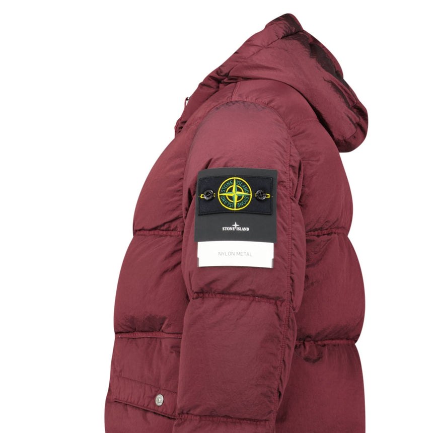 Stone Island Hooded ECONYL® Down Parka in Burgundy - Boinclo - Outlet Sale Under Retail