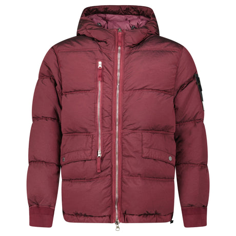 Stone Island Hooded ECONYL® Down Parka in Burgundy - Boinclo - Outlet Sale Under Retail