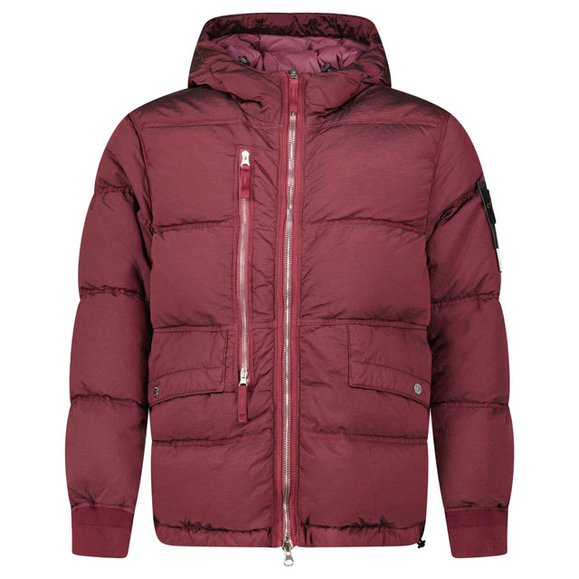 Stone Island Hooded ECONYL® Down Parka in Burgundy - Boinclo - Outlet Sale Under Retail