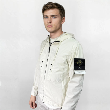 Stone Island Ivory Chest Pocket Hooded Jacket - Boinclo - Outlet Sale Under Retail