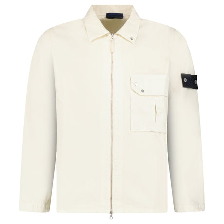 Stone Island Light Bull Denim-TC Overshirt in Ivory - Boinclo - Outlet Sale Under Retail