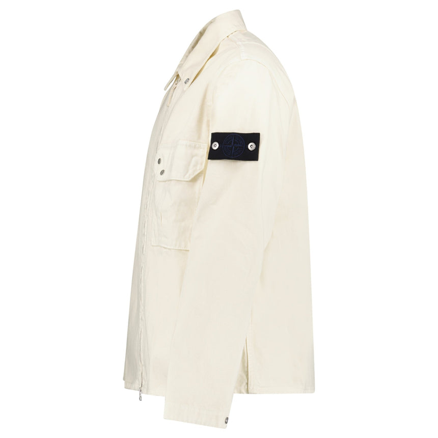Stone Island Light Bull Denim-TC Overshirt in Ivory - Boinclo - Outlet Sale Under Retail