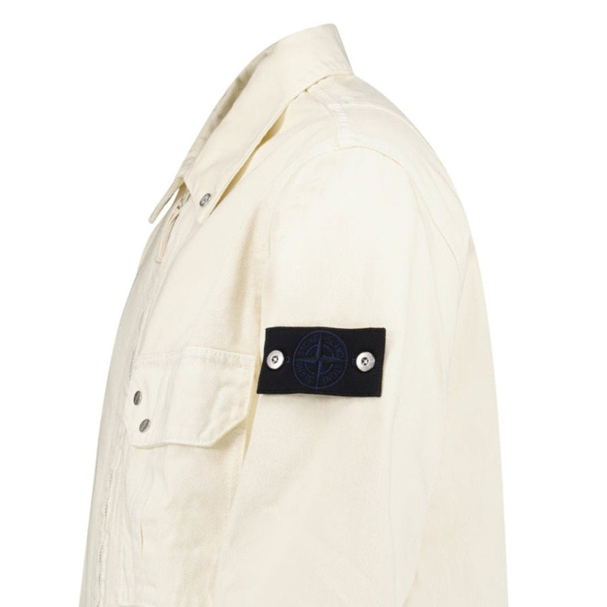 Stone Island Light Bull Denim-TC Overshirt in Ivory - Boinclo - Outlet Sale Under Retail