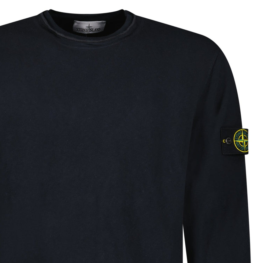 Stone Island Malfilé Fleece 'Old' Effect Crewneck Sweatshirt in Navy - Boinclo - Outlet Sale Under Retail