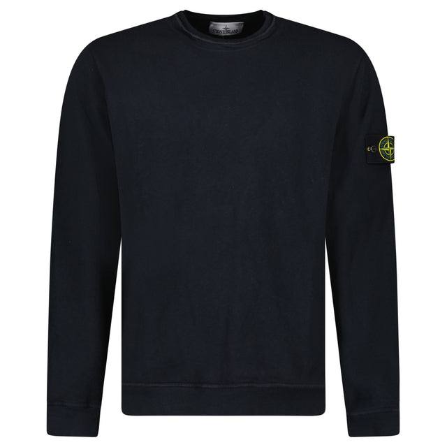 Stone Island Malfilé Fleece 'Old' Effect Crewneck Sweatshirt in Navy - Boinclo - Outlet Sale Under Retail