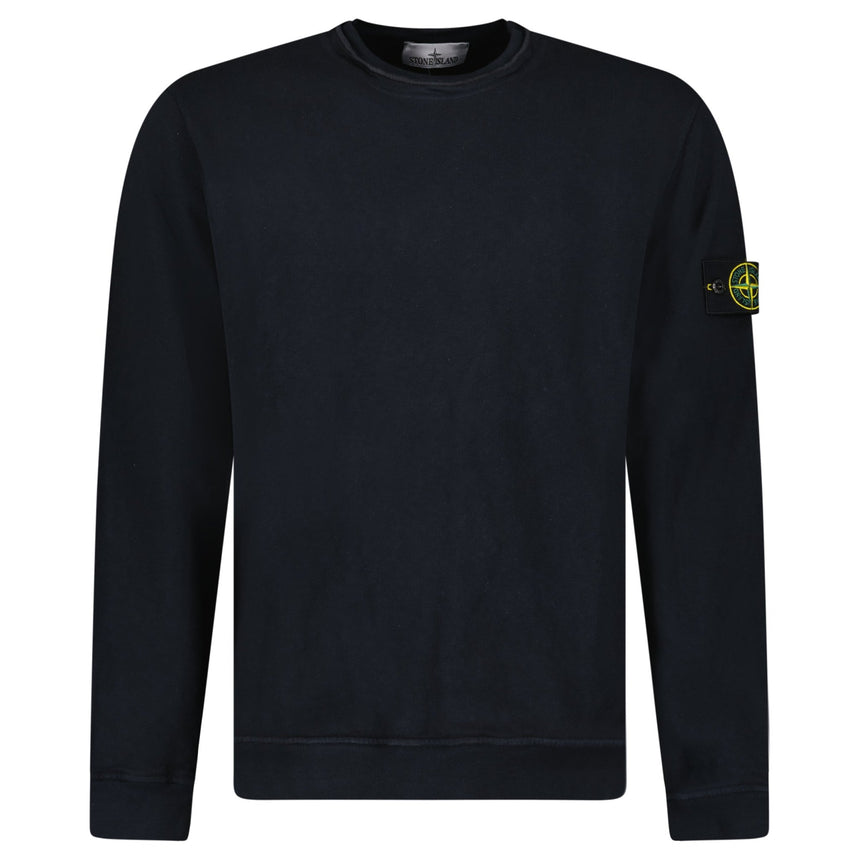 Stone Island Malfilé Fleece 'Old' Effect Crewneck Sweatshirt in Navy - Boinclo - Outlet Sale Under Retail