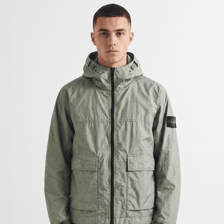 Stone Island Membrana 3L TC Hooded Jacket in Sage Green - Boinclo - Outlet Sale Under Retail