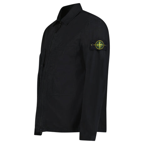Stone Island Mercerised Organic Cotton Ripstop Overshirt in Black - Boinclo - Outlet Sale Under Retail