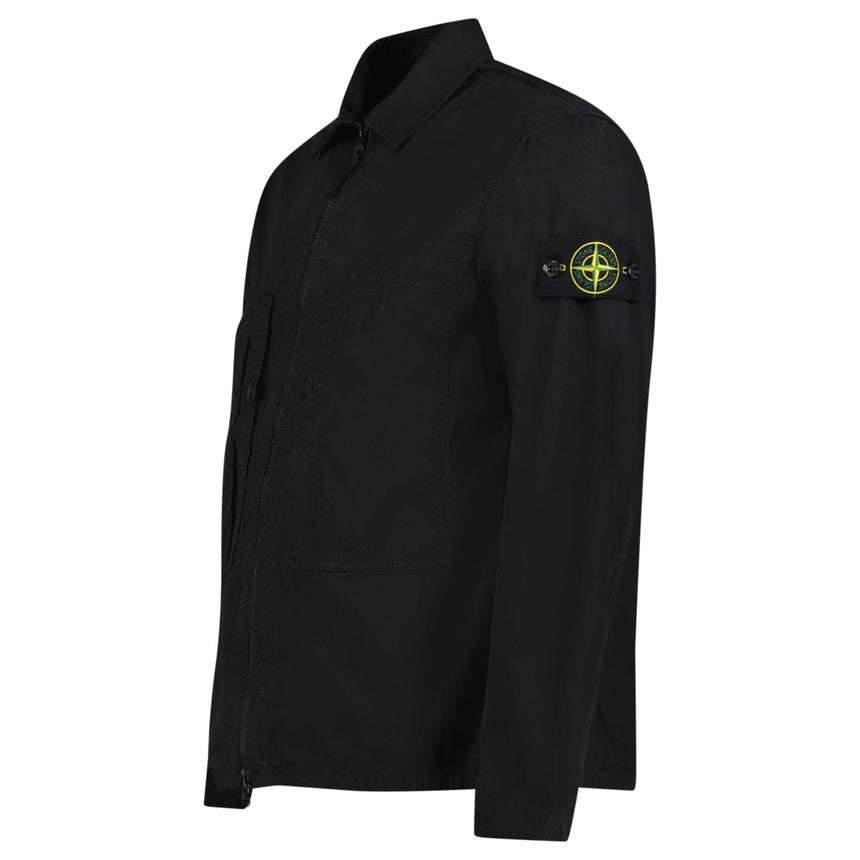 Stone Island Mercerised Organic Cotton Ripstop Overshirt in Black - Boinclo - Outlet Sale Under Retail