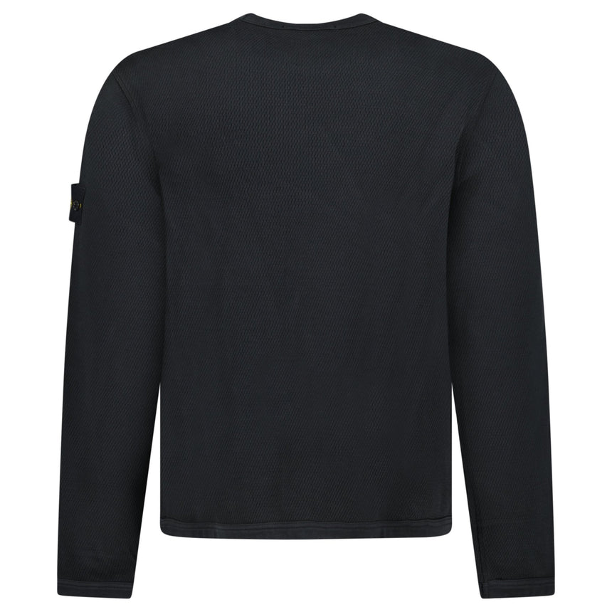 Stone Island Mesh Stitch Organic Cotton Fleece Crewneck Sweatshirt in Black - Boinclo - Outlet Sale Under Retail