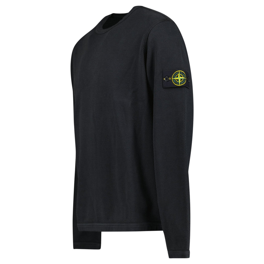 Stone Island Mesh Stitch Organic Cotton Fleece Crewneck Sweatshirt in Black - Boinclo - Outlet Sale Under Retail