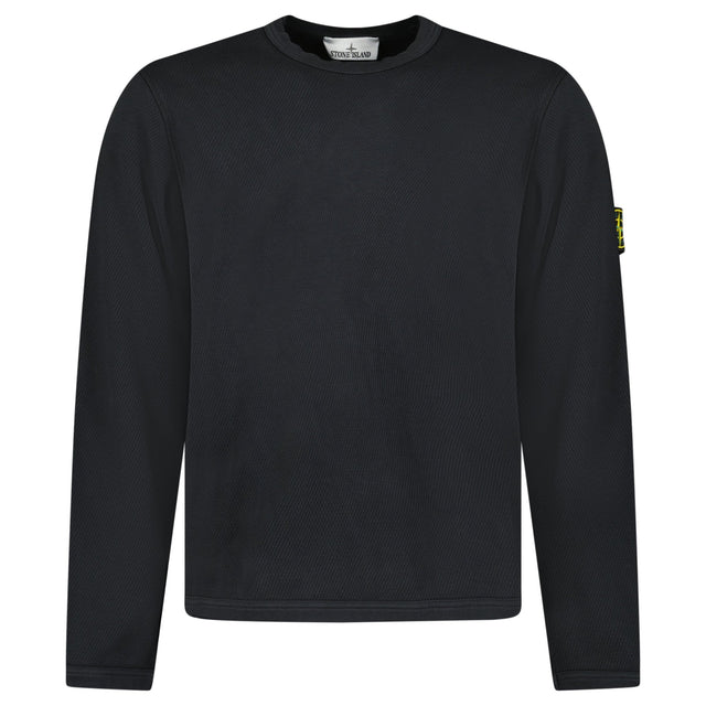 Stone Island Mesh Stitch Organic Cotton Fleece Crewneck Sweatshirt in Black - Boinclo - Outlet Sale Under Retail