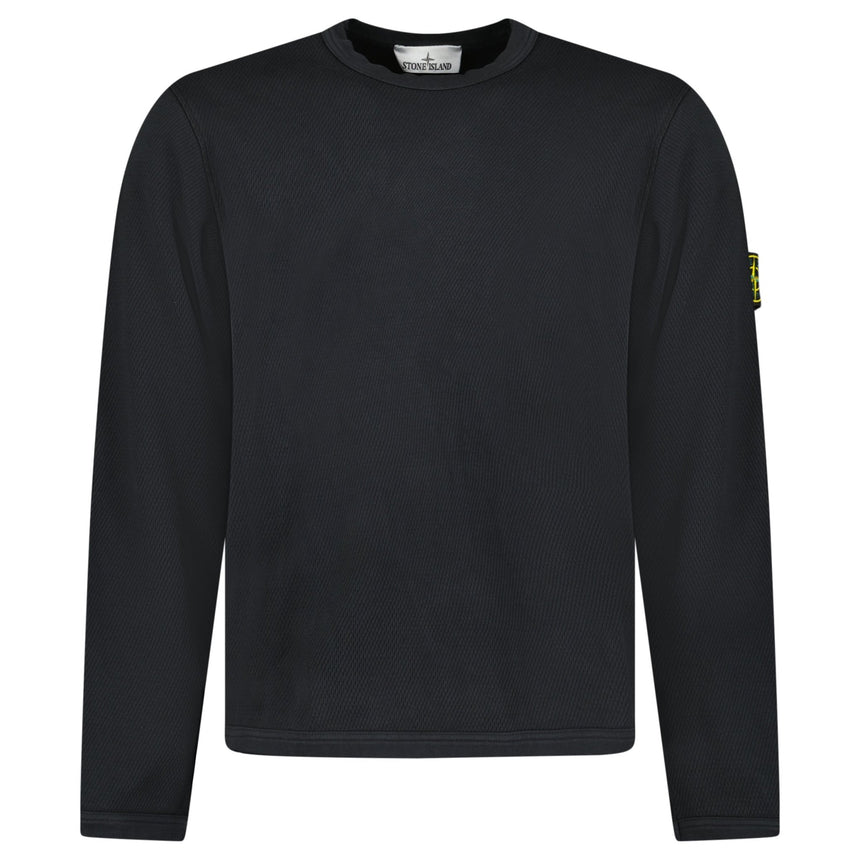 Stone Island Mesh Stitch Organic Cotton Fleece Crewneck Sweatshirt in Black - Boinclo - Outlet Sale Under Retail