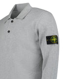 Stone Island Micro Stitch Soft Organic Cotton Loose Fit Long - Sleeve Polo in Pearl Grey - Boinclo - Outlet Sale Under Retail
