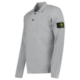 Stone Island Micro Stitch Soft Organic Cotton Loose Fit Long - Sleeve Polo in Pearl Grey - Boinclo - Outlet Sale Under Retail