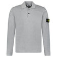 Stone Island Micro Stitch Soft Organic Cotton Loose Fit Long - Sleeve Polo in Pearl Grey - Boinclo - Outlet Sale Under Retail