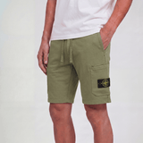Stone Island Organic Cotton Fleece Jogger Shorts in Military Green - Boinclo - Outlet Sale Under Retail