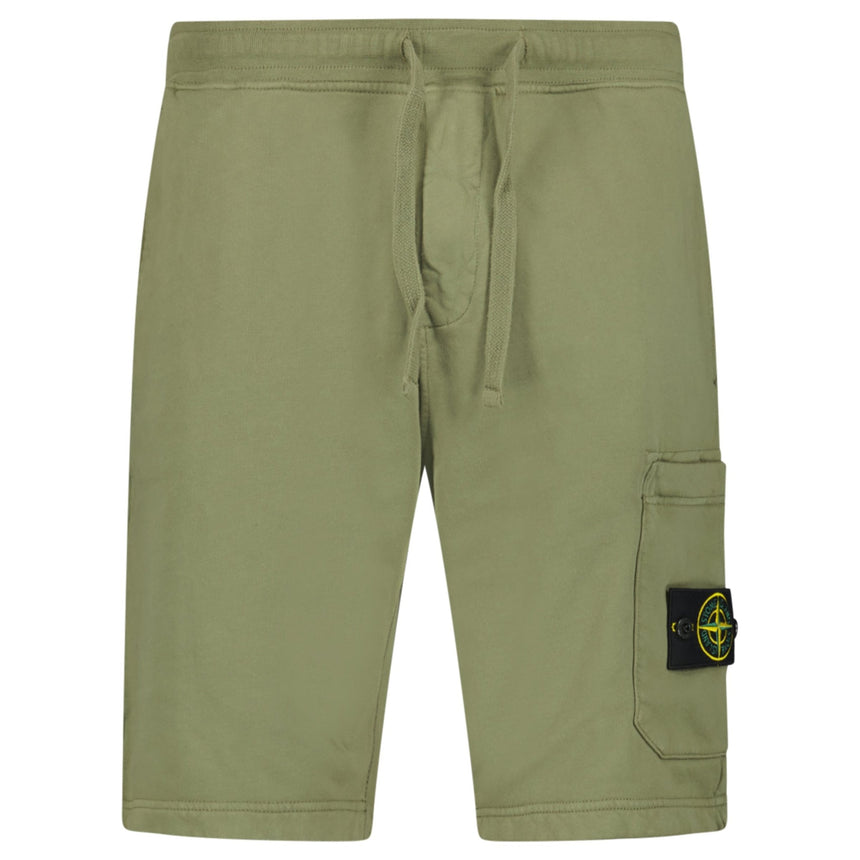 Stone Island Organic Cotton Fleece Jogger Shorts in Military Green - Boinclo - Outlet Sale Under Retail