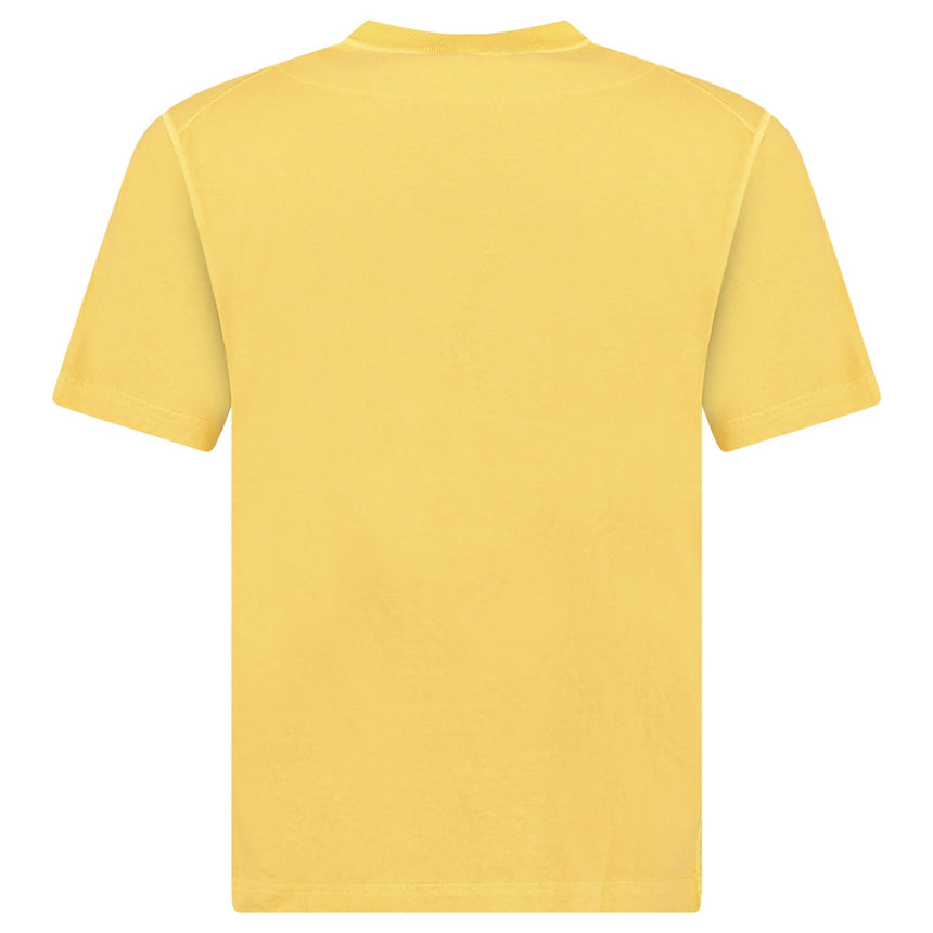 Stone Island Organic Cotton Jersey 'FISSATO' Effect T-Shirt in Mustard - Boinclo - Outlet Sale Under Retail