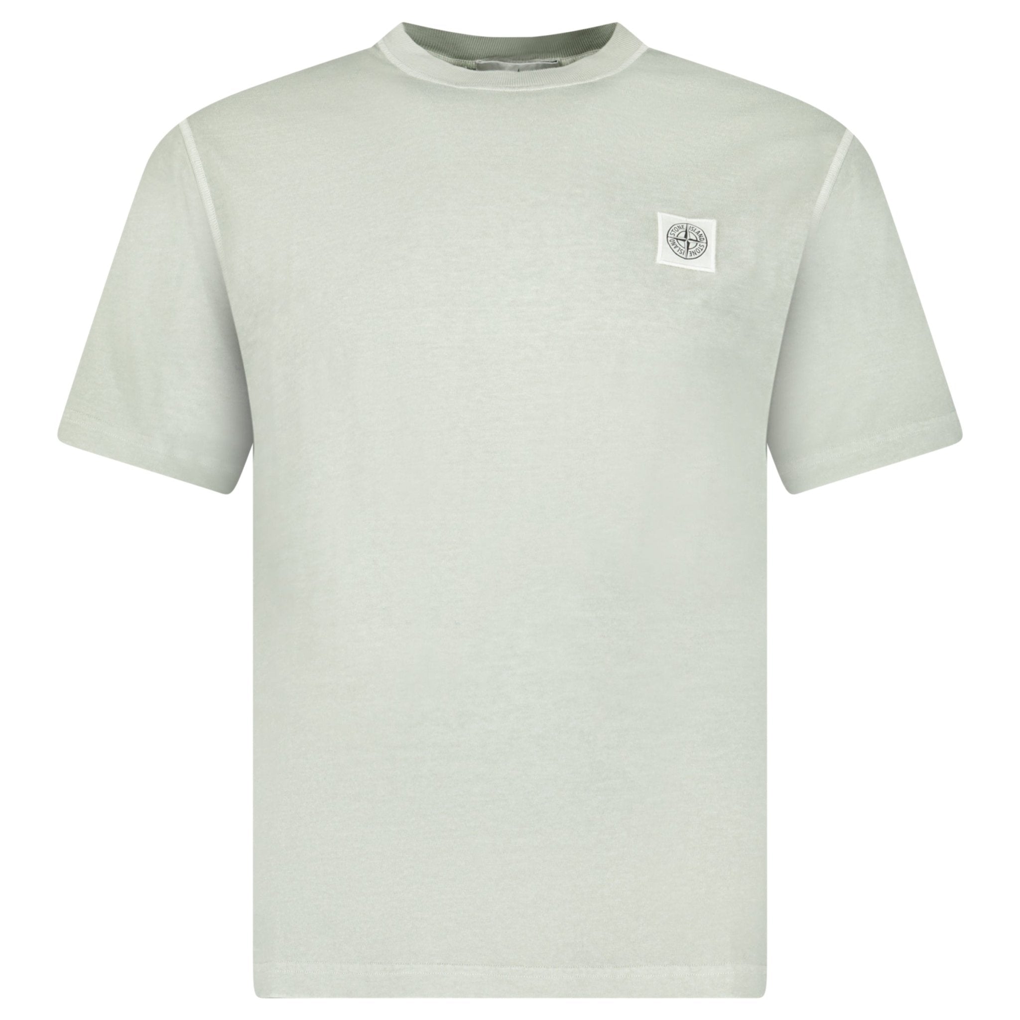 Color variation of Stone Island Organic Cotton Jersey 'FISSATO' Effect T-Shirt in Sage Green
