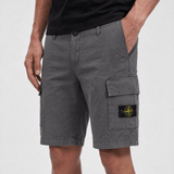 Stone Island Organic Cotton Stretch Broken Twill 'Old' Effect Cargo Shorts in Charcoal Grey - Boinclo - Outlet Sale Under Retail