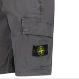 Stone Island Organic Cotton Stretch Broken Twill 'Old' Effect Cargo Shorts in Charcoal Grey - Boinclo - Outlet Sale Under Retail