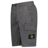Stone Island Organic Cotton Stretch Broken Twill 'Old' Effect Cargo Shorts in Charcoal Grey - Boinclo - Outlet Sale Under Retail