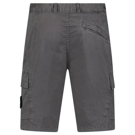 Stone Island Organic Cotton Stretch Broken Twill 'Old' Effect Cargo Shorts in Charcoal Grey - Boinclo - Outlet Sale Under Retail