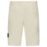 Stone Island Organic Cotton Stretch Broken Twill 'Old' Effect Cargo Shorts in Ivory - Boinclo - Outlet Sale Under Retail
