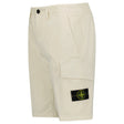 Stone Island Organic Cotton Stretch Broken Twill 'Old' Effect Cargo Shorts in Ivory - Boinclo - Outlet Sale Under Retail