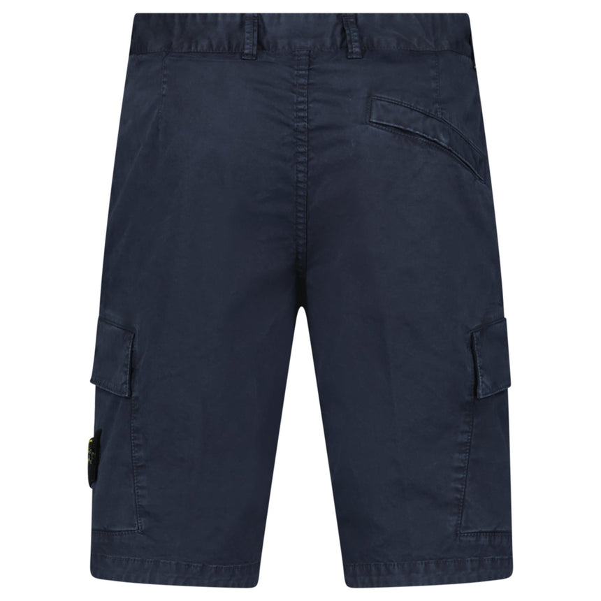 Stone Island Organic Cotton Stretch Broken Twill 'Old' Effect Cargo Shorts in Navy - Boinclo - Outlet Sale Under Retail