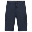 Stone Island Organic Cotton Stretch Broken Twill 'Old' Effect Cargo Shorts in Navy - Boinclo - Outlet Sale Under Retail