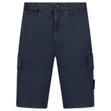 Stone Island Organic Cotton Stretch Broken Twill 'Old' Effect Cargo Shorts in Navy - Boinclo - Outlet Sale Under Retail