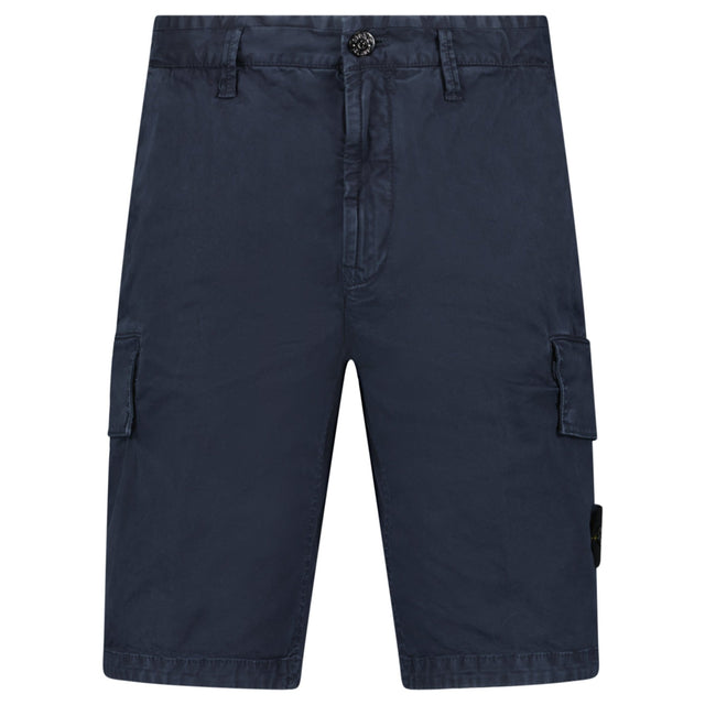 Stone Island Organic Cotton Stretch Broken Twill 'Old' Effect Cargo Shorts in Navy - Boinclo - Outlet Sale Under Retail