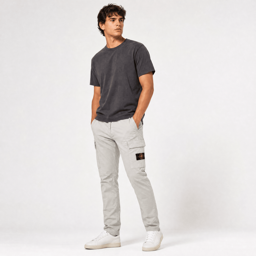 Stone Island Organic Cotton Stretch Broken Twill Old-Effect Pants in Grey - Boinclo - Outlet Sale Under Retail