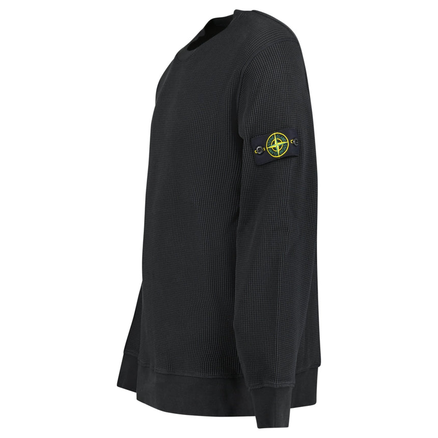 Stone Island Organic Cotton Waffle Fleece Crewneck Sweatshirt in Black - Boinclo - Outlet Sale Under Retail