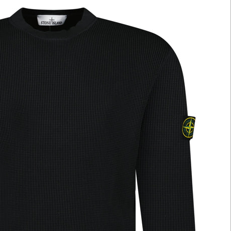 Stone Island Organic Cotton Waffle Fleece Crewneck Sweatshirt in Black - Boinclo - Outlet Sale Under Retail