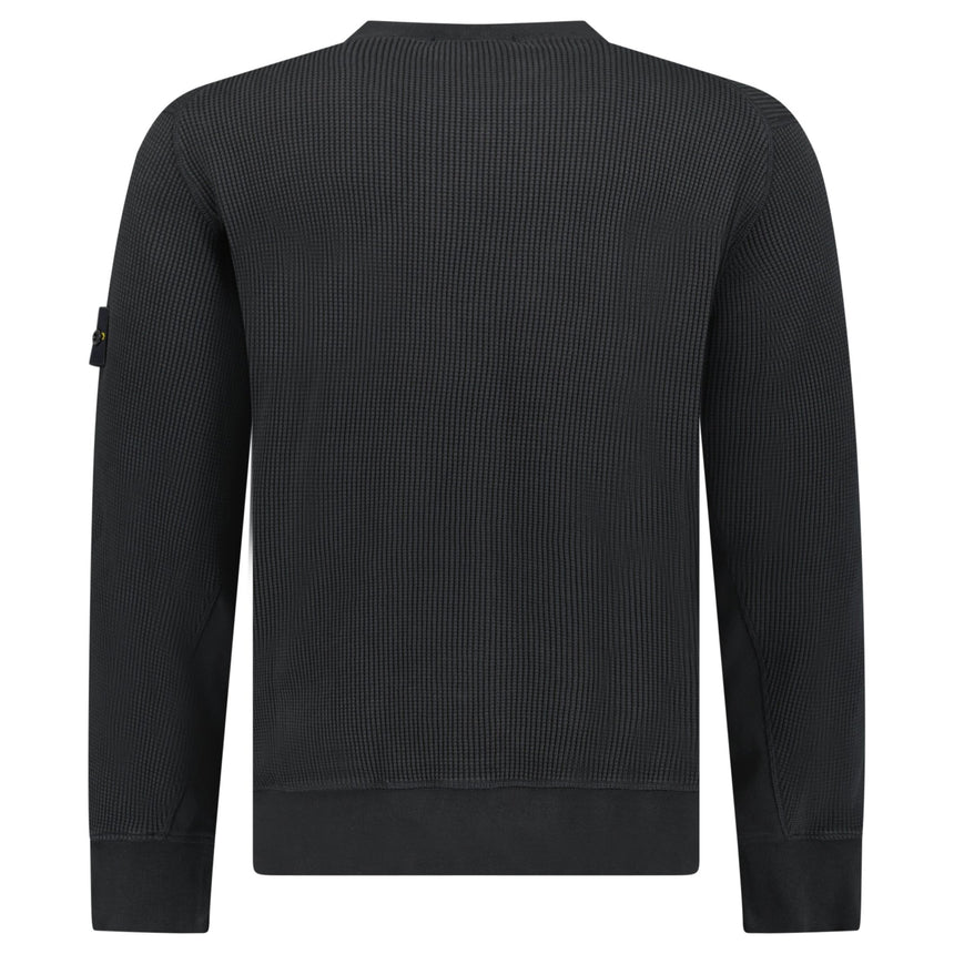 Stone Island Organic Cotton Waffle Fleece Crewneck Sweatshirt in Black - Boinclo - Outlet Sale Under Retail