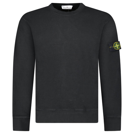 Stone Island Organic Cotton Waffle Fleece Crewneck Sweatshirt in Black - Boinclo - Outlet Sale Under Retail